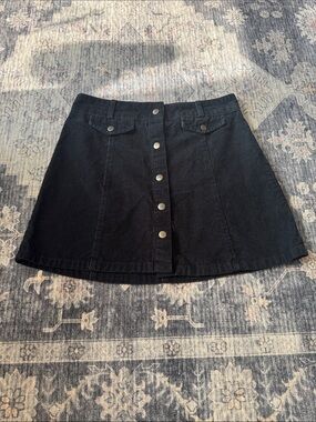BDG Black Button-Front Mini Skirt